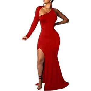 ⭐️SEXY Elegant One Shoulder Backless Evening Long Front Slit Dress⭐️